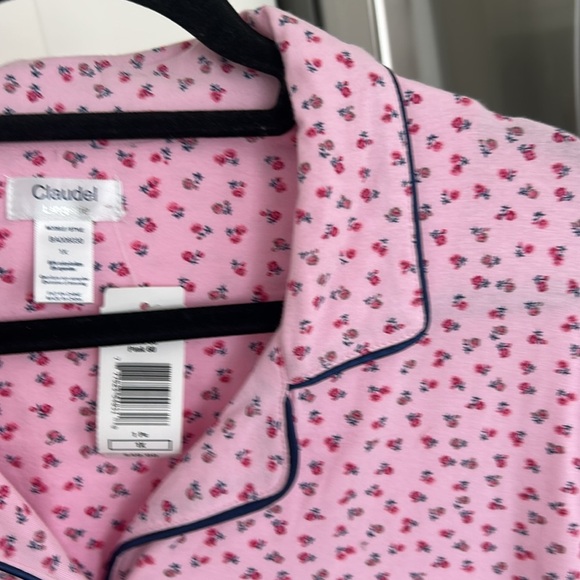 CLAUDEL Pink Floral Cotton Blend Night Gown Size 1X - Picture 9 of 14
